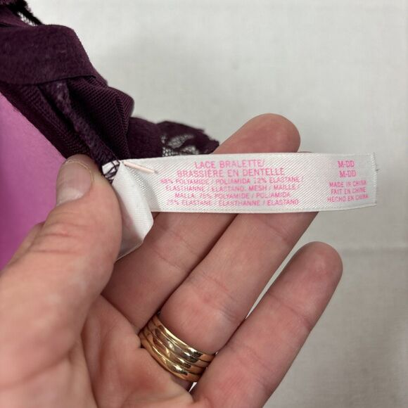 Victorias Secret PINK M-DD Burgundy Push Up Padded Lace UW Bralette Bra - Picture 12 of 12